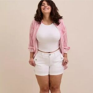 Torrid Military Stretch Twill Shorts Mid Rise White Womens Plus Size 16 New